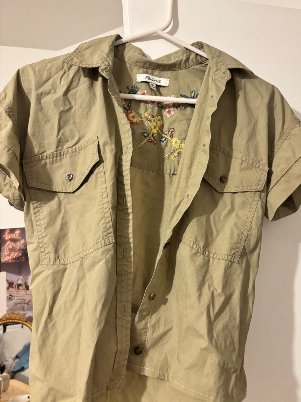 Madewell embroidered floral button up